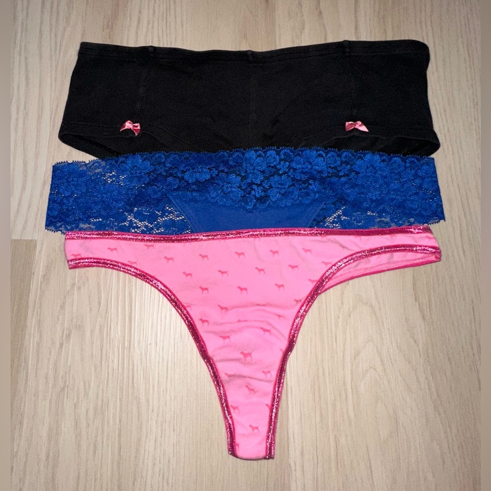 VTG Y2K Victorias Secret PINK Extra Low Rise Skinny Side Thongs/Hipster Boyshort